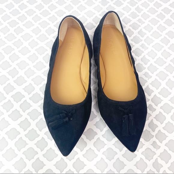 NIB J. Crew Factory Suede Tassel Stretch Flats - Picture 1 of 11